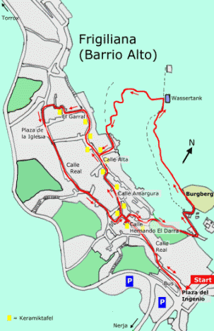 Karte des Ortes Frigiliana (Costa del Sol, Andalusien)